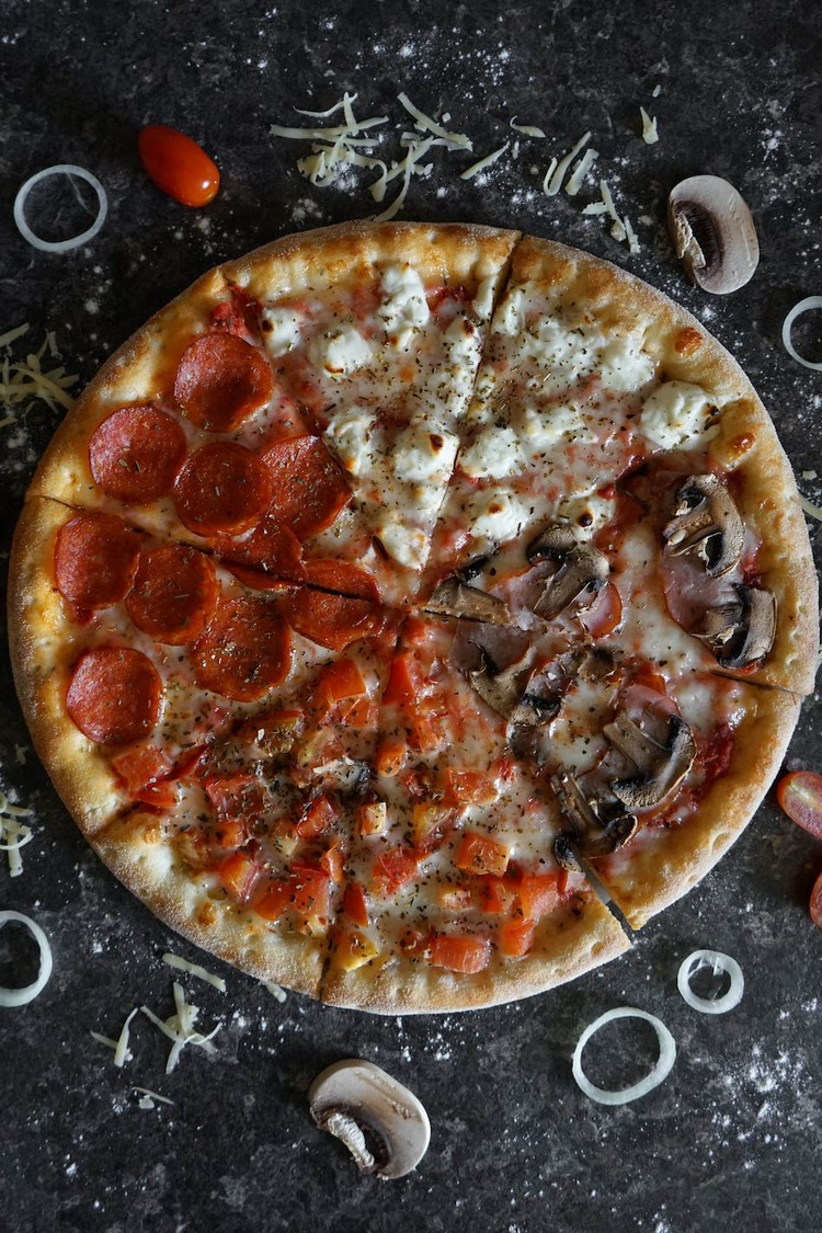 Pizza Recipe - Sampler Pizza with Mushrooms, Tomatoes, Pepperonis and Cheese