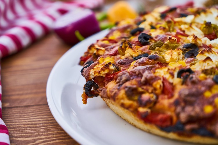 Vegetable Medley Pizza with Olives and Red Peppers