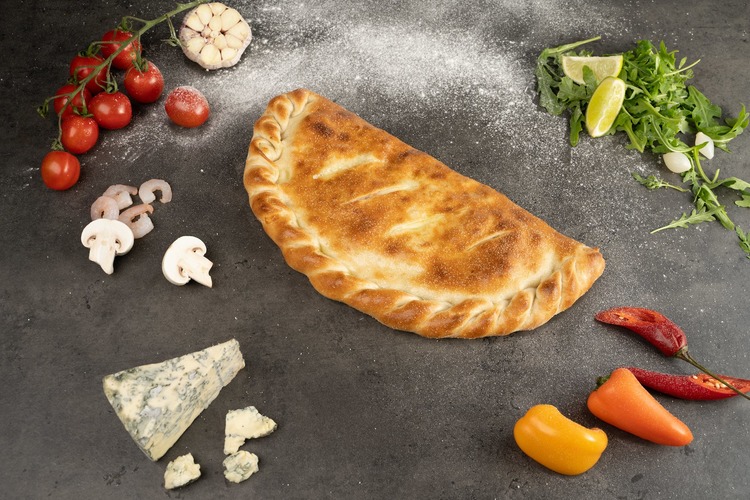 Calzone Recipe - Calzone with Mini Peppers, Garlic, Blue Cheese and Mushrooms